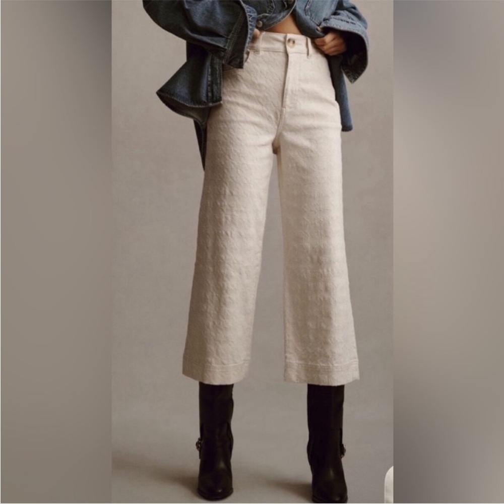 Pilcro by Anthropologie, The Skipper High-Rise Crop Wide-Leg Jeans Size 28 NWT